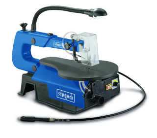 Asztalidekopir-lombfűrész- DECO-FLEX Scheppach - 125W | 50Hz | 230-240V | 50mm vágási magasság Kiegészítő flexibilis tengellyel és fúrótokmánnyal vágáshoz, csiszoláshoz és polírozáshoz