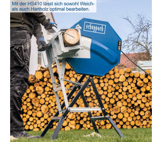Scheppach HS410 hintafűrész- 140 mm vágási átmérő | 2200W 230V | 405 mm HW fűrészlap átmérő | hosszanti ütközővel együtt