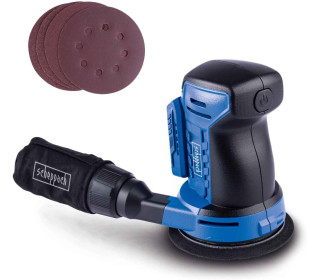 Scheppach akkus excentercsiszoló C-OBS125-X 20V-os csiszológép lágyindítással | Csiszolókorong átmérője 125 mm | Oszcilláló kör 2 mm | Puha markolatú fogantyú és porelszívás | 20 V IXES Akkumlátorral-töltővel!