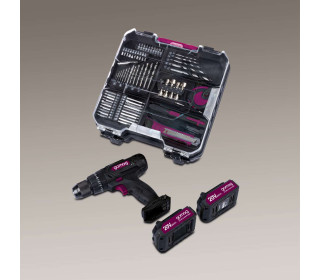 Akkus ütvefúró 20 V 2db aksival töltővel!74 darabos tartozékokkal, koffer, CSK74 2 sebességes akkus csavarozó, ütvefúró funkció, 50 Nm, 1,5-13 mm-es fúrótokmány, LED lámpa, 2 x 2 Ah