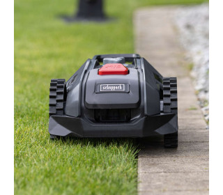 Robotfűnyíró RRMA300 Scheppach Fekete - vágási szélesség 16cm | 300m² területteljesítmény | Esőérzékelő | Szegélynyírás